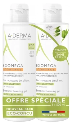 A Derma A-DERMA Exomega Control Emollient Foaming Gel Anti-Scratching 2 X 500ml