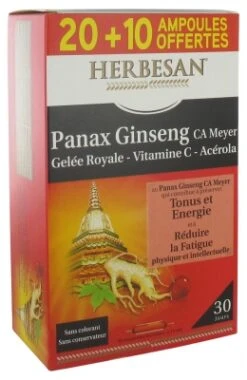 Herbesan Panax Ginseng CA Meyer Royal Jelly Vitamin C Acerola 20 Phials + 10 Free Phials