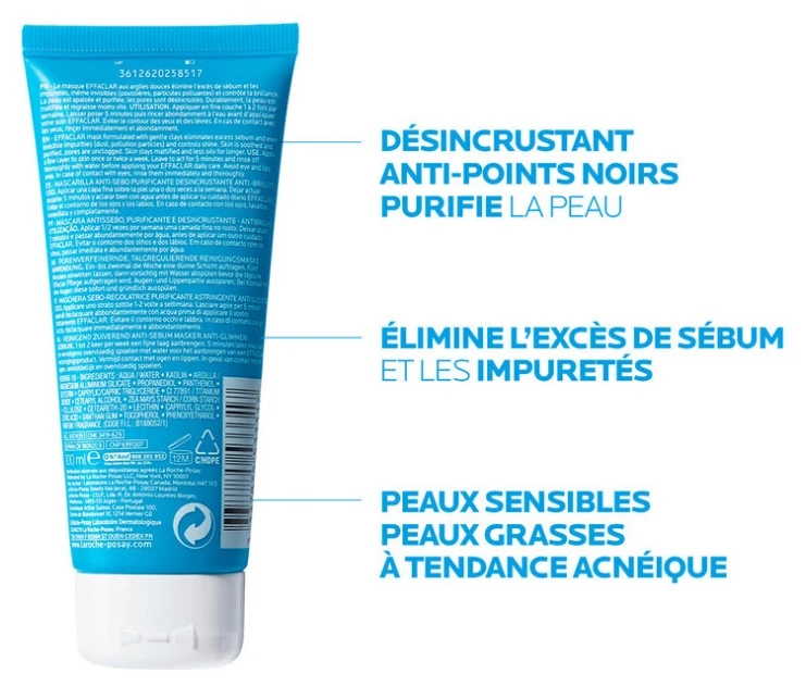La Roche-Posay Effaclar Unclogging Purifying Sebo-Controlling Mask Anti-Shine 100ml 7 La Roche-Posay Effaclar Unclogging Purifying Sebo-Controlling Mask Anti-Shine 100ml - Image 5