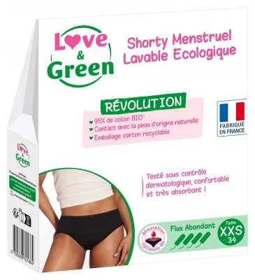Love & Green Washable Menstrual Shorty Black Abundant Flow 3 Love & Green Washable Menstrual Shorty Black Abundant Flow