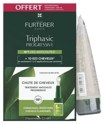 René Furterer Triphasic Progressive Ritual Progressive Anti-Hair Loss Treatment 8 X 5,5ml + Stimulating Shampoo 100ml Free 3 René Furterer Triphasic Progressive Ritual Progressive Anti-Hair Loss Treatment 8 X 5,5ml + Stimulating Shampoo 100ml Free