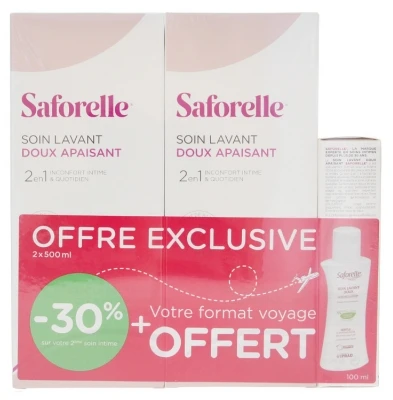 Saforelle Gentle Cleansing Care 2 X 500ml + 1 Gentle Cleansing Care 100ml Offered 3 Saforelle Gentle Cleansing Care 2 X 500ml + 1 Gentle Cleansing Care 100ml Offered