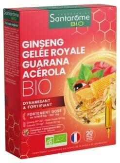 Santarome Bio Organic Ginseng Royal Jelly Guarana Acerola 20 Phials