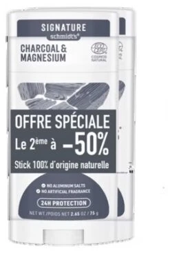 Schmidt's Signature Deodorant Stick Natural Charcoal And Magnesium 2 X 75g