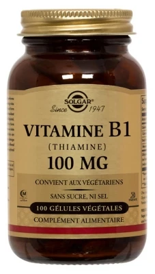 Solgar Vitamin B1 (Thiamine) 100mg 100 Vegetable Capsules 3 Solgar Vitamin B1 (Thiamine) 100mg 100 Vegetable Capsules