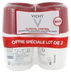 Vichy Deodorant 96H Clinical Control Antiperspirant Anti-Odour Roll-On 2 X 50ml