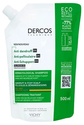Vichy Dercos Dermatological Shampoo Anti-Dandruff DS Dry Hair Eco-Refill 500ml 3 Vichy Dercos Dermatological Shampoo Anti-Dandruff DS Dry Hair Eco-Refill 500ml