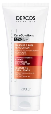 Vichy Dercos Kera Solutions Restoring 2 Min. Mask Overworked & Damaged Hair 200ml 3 Vichy Dercos Kera Solutions Restoring 2 Min. Mask Overworked & Damaged Hair 200ml