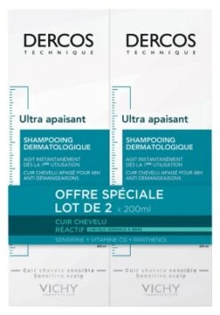 Vichy Dercos Ultra Soothing Shampoo For Normal To Oily Hair 2 X 200ml