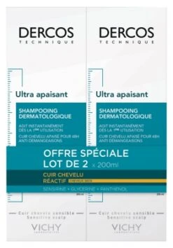Vichy Dercos Ultra Soothing Shampoo For Dry Hair 2 X 200ml