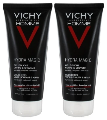 Vichy Homme Hydra Mag C Body & Hair Shower Gel 2 X 200ml 3 Vichy Homme Hydra Mag C Body & Hair Shower Gel 2 X 200ml
