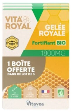 Vitavea Organic Royal Jelly 1800mg 3 X 10 Phials